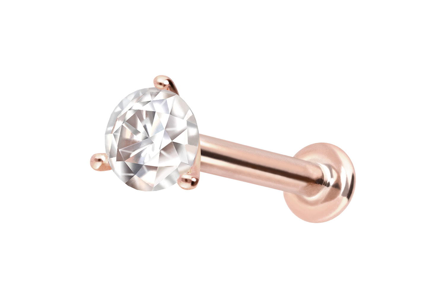 14 Karat Gold Labret Piercing mit Push Fit MOISSANIT